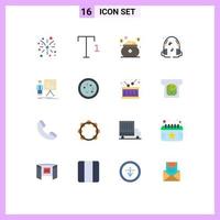 ensemble de 16 symboles d'icônes d'interface utilisateur modernes signes pour graphique homme d'affaires argent présentation musique pack modifiable d'éléments de conception de vecteur créatif