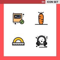 4 icônes créatives signes et symboles modernes de boîte mesure shopping légumes échelle éléments de conception vectoriels modifiables vecteur