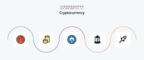 ligne de crypto-monnaie remplie de pack d'icônes plat 5 comprenant la crypto-monnaie. lumens. pièce de monnaie. crypto-monnaie. pièce de monnaie vecteur