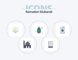 pack d'icônes plat ramadan 5 conception d'icônes. musulman. invitation. prier. carte. ramadan vecteur