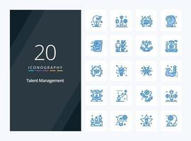 20 icône de couleur bleue de gestion des talents pour la présentation vecteur