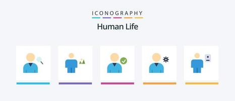 pack d'icônes humain plat 5, y compris humain. corps. Chèque. avatar. profil. conception d'icônes créatives vecteur