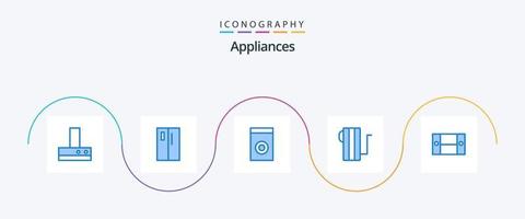 pack d'icônes bleu 5 appareils électroménagers, y compris les meubles. armoire. appareils électroménagers. chauffage. électrique vecteur