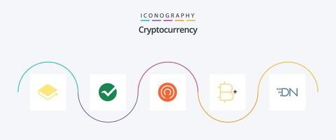 pack d'icônes plat 5 de crypto-monnaie, y compris la pièce. plus. manteaucoin. crypto-monnaie. bitcoins vecteur