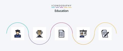 ligne d'éducation remplie de pack d'icônes plat 5 comprenant. stylo. éducation. éducation. l'école vecteur