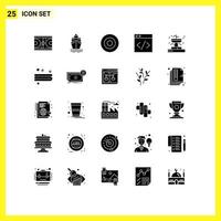 25 signes de glyphes solides universels symboles de bâtiments de jardin développement d'or éléments de conception vectoriels modifiables sur le web vecteur