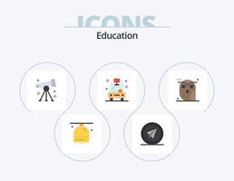 pack d'icônes plates d'éducation 5 conception d'icônes. véhicule. Navette. papier. étudier. recherche vecteur