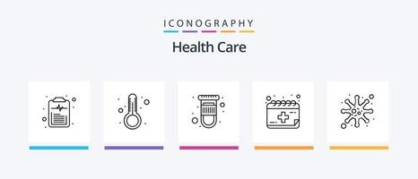 pack d'icônes de la ligne 5 de soins de santé, y compris le médecin. médical. virus. bactéries. conception d'icônes créatives vecteur