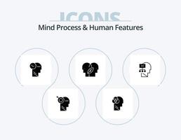 processus mental et caractéristiques humaines glyphe pack d'icônes 5 conception d'icônes. théorie. pensée. temps. diriger. éco vecteur