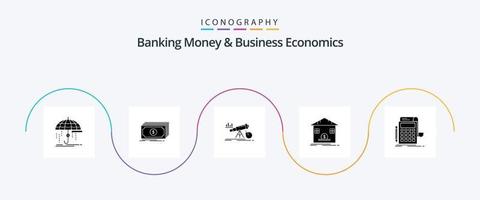 pack d'icônes glyphe 5 d'argent bancaire et d'économie d'entreprise, y compris l'épargne. dépôt. fonds. prédiction. les prévisions vecteur