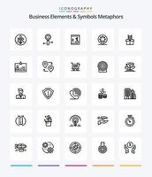 éléments d'entreprise créatifs et métaphores de symboles 25 pack d'icônes de contour tels que la boîte. bateau. recherche. bateau. clé vecteur