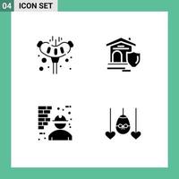 symboles d'icônes universels groupe de glyphes solides modernes de construction de viande camping éléments de conception vectoriels modifiables par un vrai homme vecteur