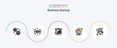 ligne de démarrage d'entreprise remplie de 5 icônes plates, y compris la recherche. bien-être. dollar. processus. diriger vecteur