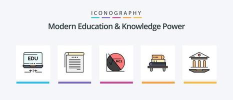 l'éducation moderne et la ligne électrique de connaissances remplies de 5 packs d'icônes, y compris le cours. outils. croissance . éducation. apprentissage. conception d'icônes créatives vecteur