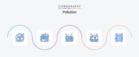 pack d'icônes bleu pollution 5 comprenant. Plastique. la pollution. gaz. un camion vecteur