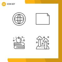 ligne d'interface mobile ensemble de 4 pictogrammes de pomme centrale sur le fichier d'aide du livre éléments de conception vectoriels modifiables alimentaires vecteur
