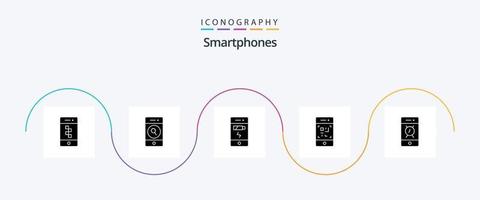 pack d'icônes glyphe 5 pour smartphones, y compris l'alerte. La technologie. la batterie. scanner. code à barre vecteur