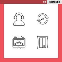 ensemble de 4 symboles d'icônes d'interface utilisateur modernes signes pour avatar arrêt casque non info éléments de conception vectoriels modifiables vecteur