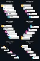 vecteur 6 infographie pack présentation modèle de diapositive 5 étapes cycle diagrammes et chronologies