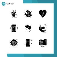 ensemble de 9 symboles d'icônes d'interface utilisateur modernes signes pour les signaux de mouche coeur huawei smart phone éléments de conception vectoriels modifiables vecteur