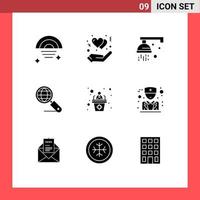 9 icônes créatives signes et symboles modernes des employés seo salle de bain recherche globe éléments de conception vectoriels modifiables vecteur