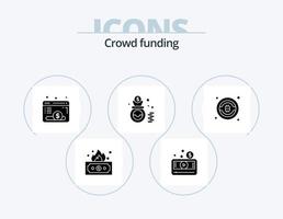 pack d'icônes de glyphe de financement participatif 5 conception d'icônes. Bitcoin. de l'argent. vidéo. finance. fonds vecteur