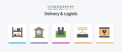 livraison et logistique pack d'icônes plat 5, y compris la logistique. cargaison. produit. Paiement. livraison. conception d'icônes créatives vecteur