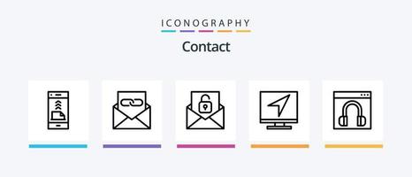 pack d'icônes de la ligne de contact 5, y compris la terre. prendre contact. ouvrir. la communication. lettre. conception d'icônes créatives vecteur