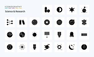 25 pack d'icônes de glyphes solides scientifiques vecteur