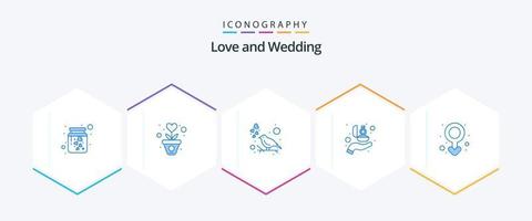 mariage 25 pack d'icônes bleues, y compris la romance. l'amour. l'amour. main. l'amour vecteur