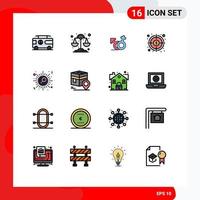 16 interface utilisateur pack de lignes remplies de couleurs plates de signes et symboles modernes de signe cible symbole objectif financier éléments de conception vectoriels créatifs modifiables vecteur