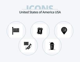 usa glyph icon pack 5 icon design. carte. américain. drapeau. mariage. invitation vecteur