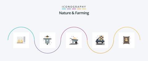 pack d'icônes plat 5 nature et agriculture, y compris la ferme. un camion. agriculture. agriculture. agriculture vecteur
