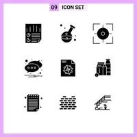 9 icônes créatives signes et symboles modernes de notification de texte laboratoire chat focus éléments de conception vectoriels modifiables vecteur