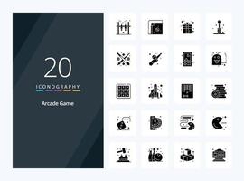 20 icône de glyphe solide d'arcade pour la présentation vecteur