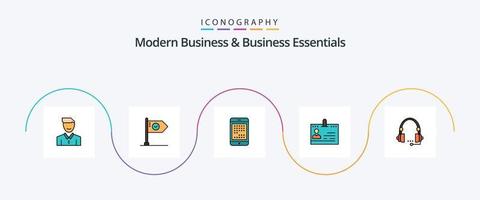 pack d'icônes plat 5 rempli d'affaires modernes et d'essentiels commerciaux, y compris numérique. l'ordinateur. atteindre. téléphone fixe. marque vecteur