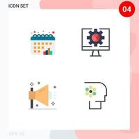 ensemble de 4 pack d'icônes plates commerciales pour calendrier marketing graphique en ligne seo éléments de conception vectoriels modifiables vecteur