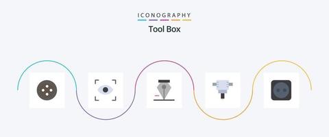 outils plat 5 pack d'icônes comprenant. marteau-piqueur. vecteur