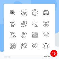 groupe de 16 contours modernes définis pour des éléments de conception vectoriels modifiables de l'interface utilisateur du dumper de flèche d'huile claire vecteur