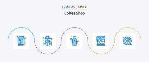 pack d'icônes bleu 5 de café, y compris le café. boire. parapluie. machine. café vecteur