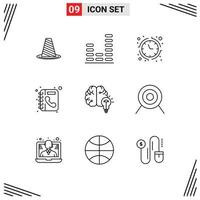 pack d'icônes vectorielles stock de 9 signes et symboles de ligne pour l'annuaire téléphonique livre de musique éléments de conception vectoriels modifiables vecteur