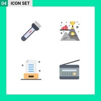 4 concept d'icône plate pour les sites Web mobiles et applications torche e-mail camping note de montagne éléments de conception vectoriels modifiables vecteur