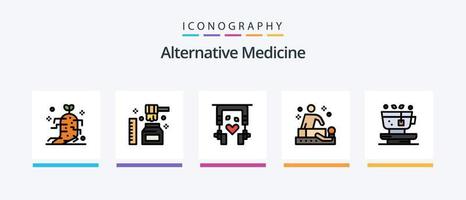 ligne de médecine alternative remplie de 5 icônes, y compris la nature. femme. boisson. bien-être. diète. conception d'icônes créatives vecteur