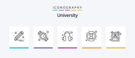 pack d'icônes de la ligne 5 de l'université, y compris le papier. livre. Support. l'audio. conception d'icônes créatives vecteur