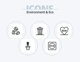environnement et eco line pack d'icônes 5 conception d'icônes. environnement. éco. cœur. la nature. environnement vecteur