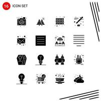 ensemble de 16 symboles d'icônes d'interface utilisateur modernes signes pour courrier compte-gouttes armoire compte-gouttes éléments de conception vectoriels modifiables vecteur