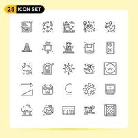 pack de 25 symboles universels d'éléments de conception vectoriels modifiables de carnaval de cirque d'eau de plage d'été vecteur
