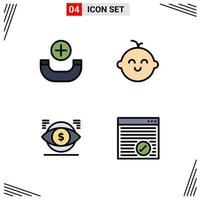 4 icônes créatives signes et symboles modernes d'appel finance éléments de conception vectoriels modifiables du navigateur des yeux de bébé vecteur