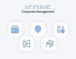 pack d'icônes bleues de gestion d'entreprise 5 conception d'icônes. loupe. trouver. la personne. identification. document vecteur