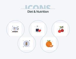 alimentation et nutrition pack d'icônes plat 5 conception d'icônes. cerise. l'amour. diète. l'eau. remise en forme santé vecteur